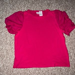 J Crew Factory Pink Puff Twist Sleeve Shirt Size XL NWT